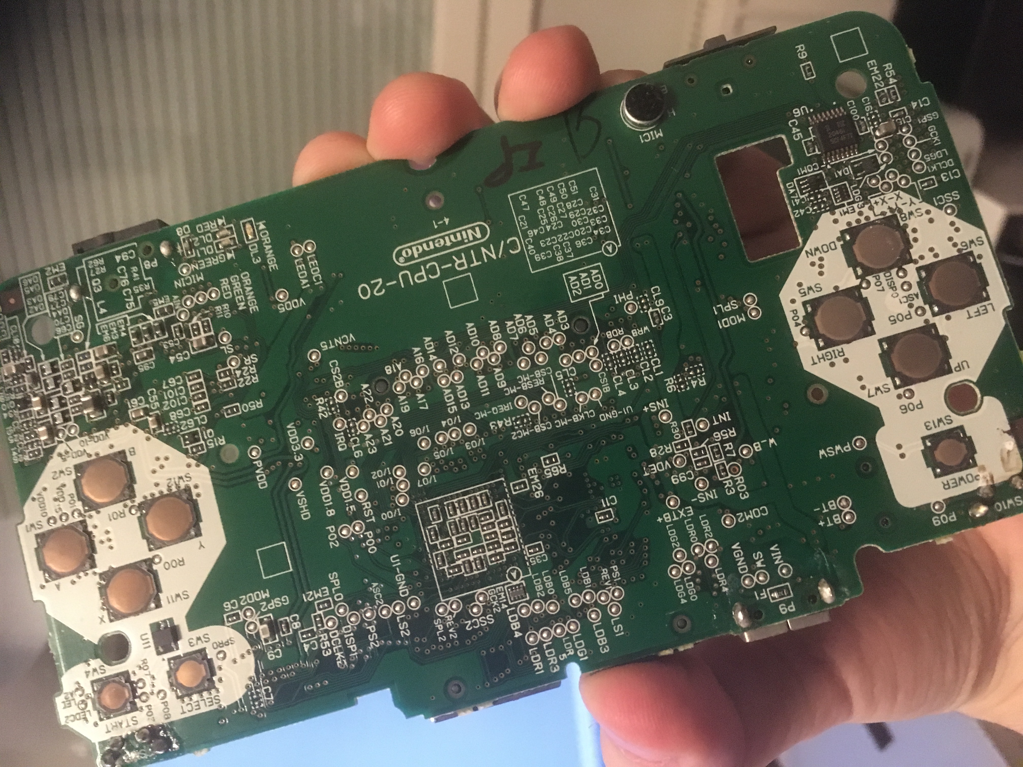 Nintendo DS mainboard from the button side