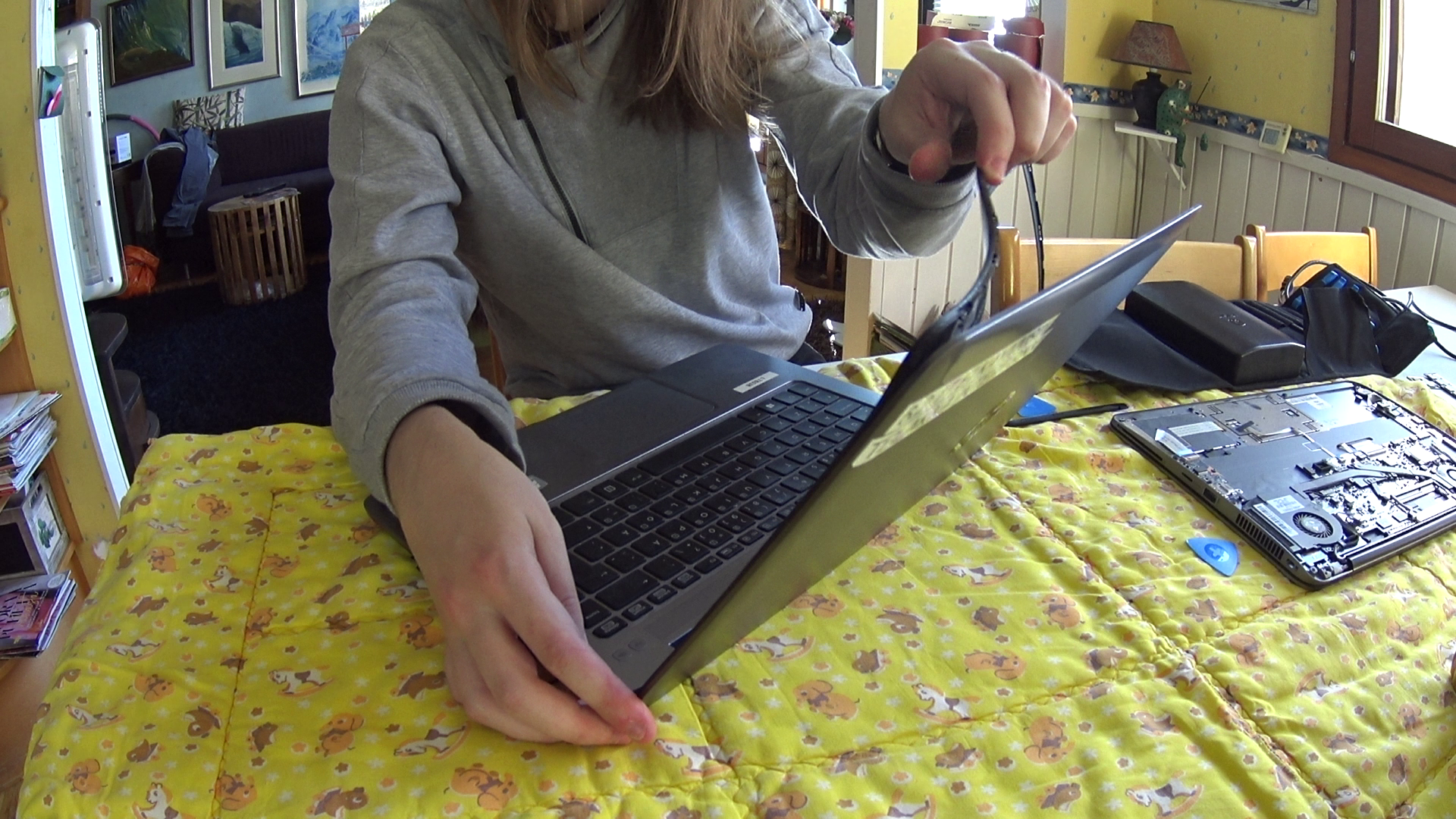disassembling the laptop