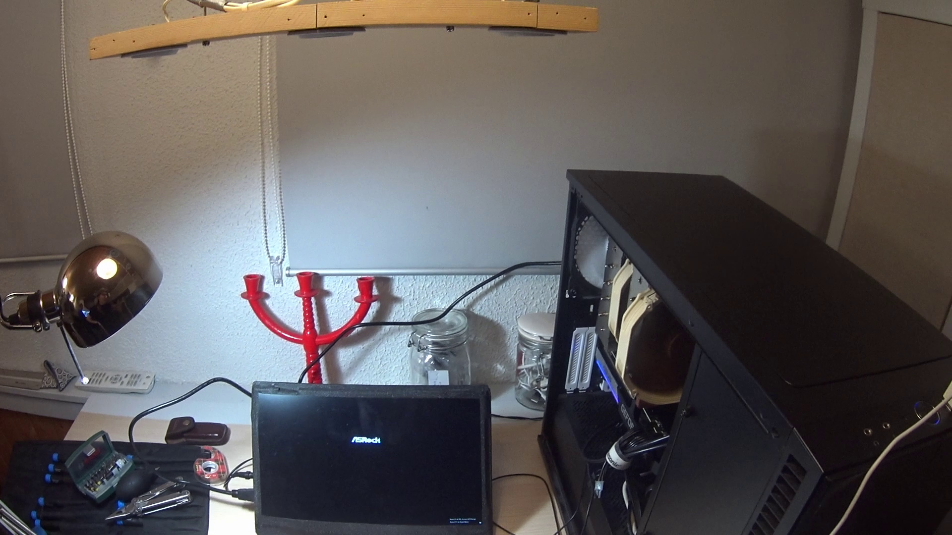 reassembled PC with side panel open