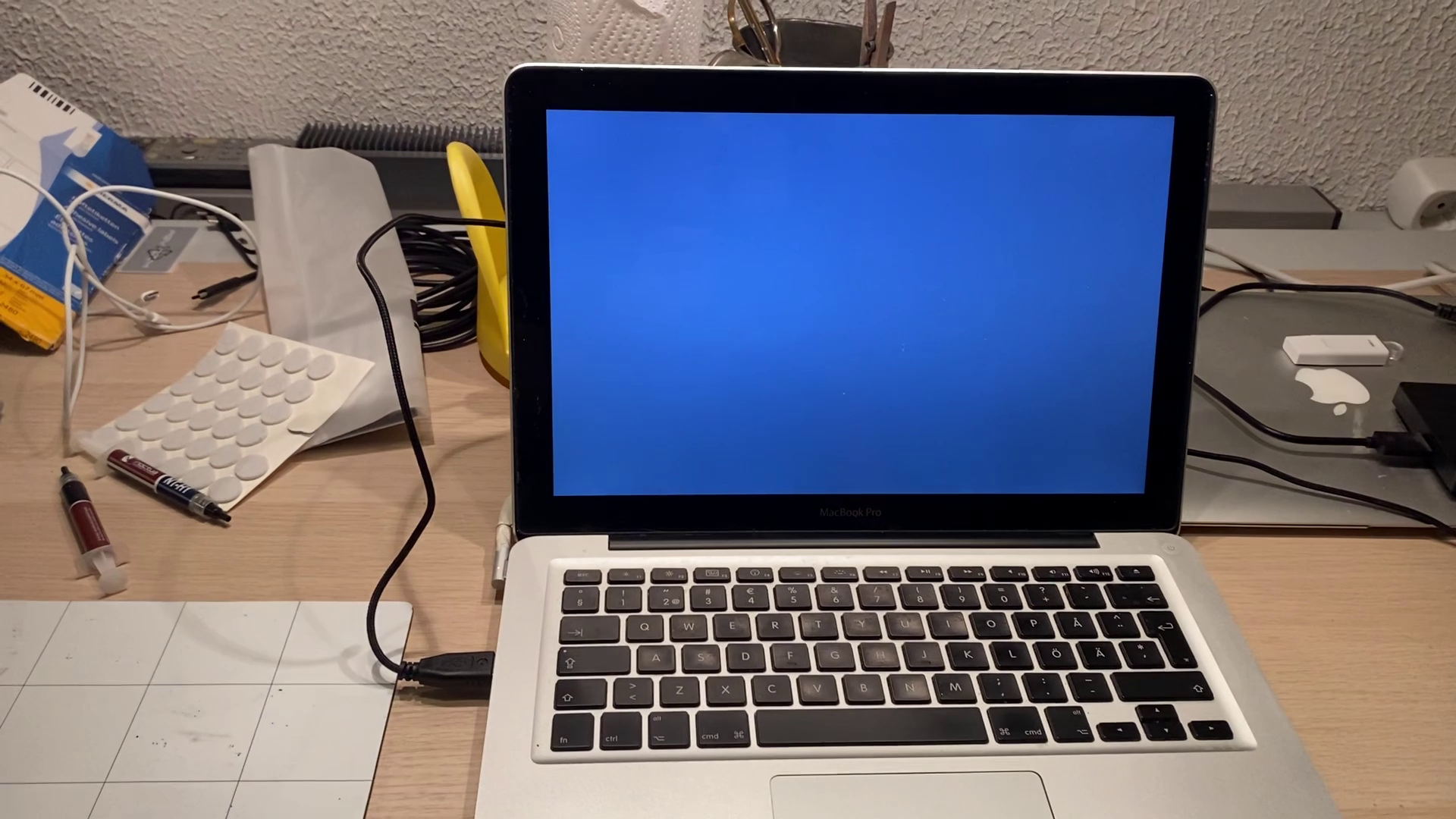 the Macbook turned on